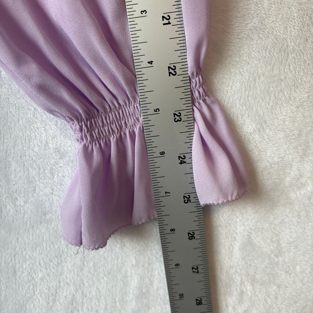Gal Meets Glam womens purple lavender long sleeve mini Haley Ruffle Dress Size 4 - Picture 7 of 12